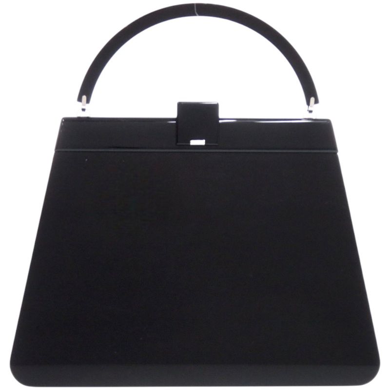 Louis Vuitton Plastic Leather Black Silver Hardware Handbag 0745 — view 2