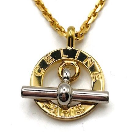 Celine Circle Logo Necklace Gold — view 4