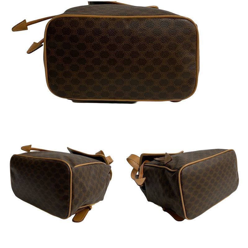 Celine Macadam Blason Triomphe Pattern Logo Ring Hardware Leather Backpack
