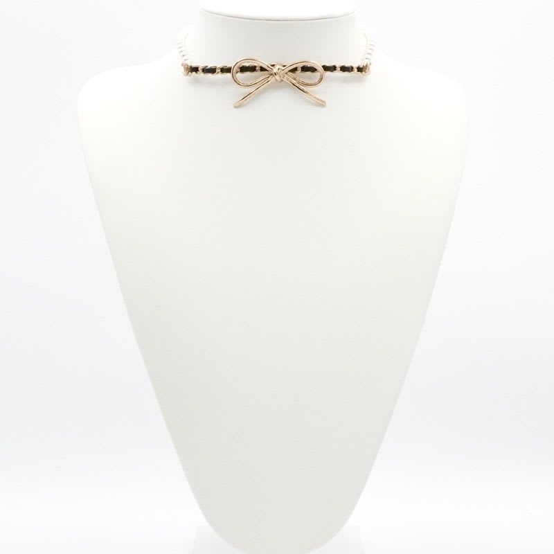 Chanel Choker Gold Coco Mark Ribbon Chain Lambskin — view 8