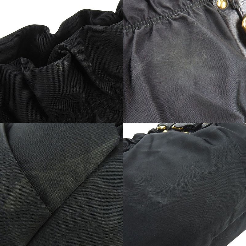 Prada Handbag 2-Way Nylon Leather Black Everyday Casual Gold Hardware — view 5