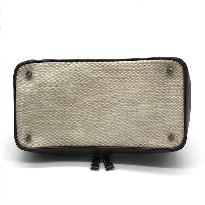 Prada Canvas Leather Mini Hand Bag Clasp Brown — view 4