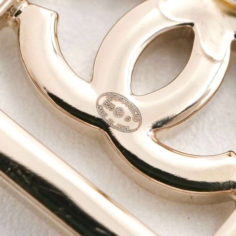 Chanel Earrings Gold Coco Mark Rhinestone Square — view 6