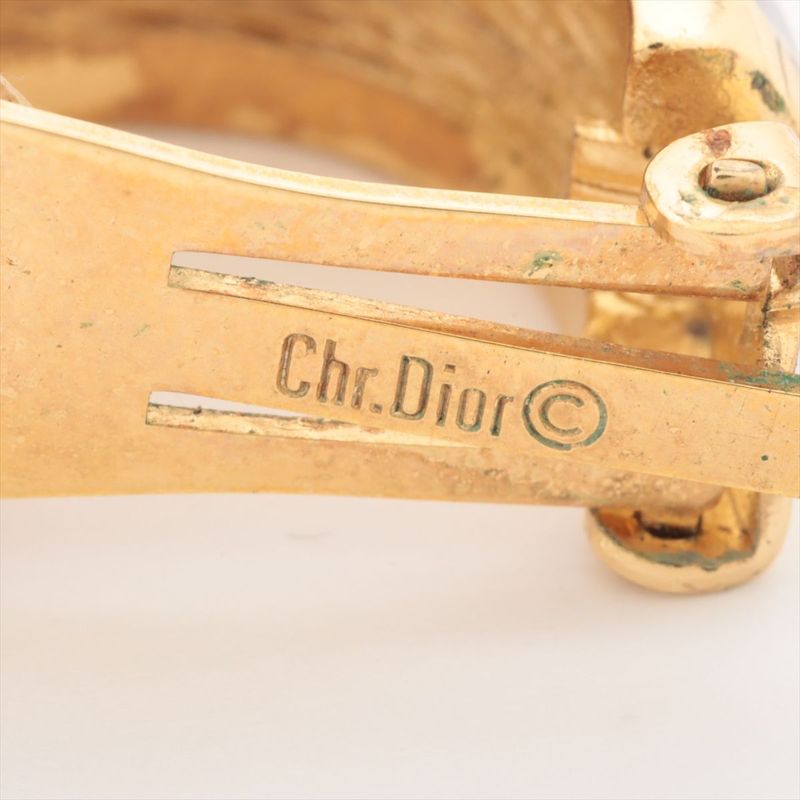 Christian Dior Onyx Motif Earrings GP With Rhinestones Black — view 6