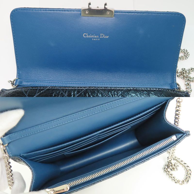 Dior Miss Wallet Chain Shoulder Bag Metallic Blue — view 6