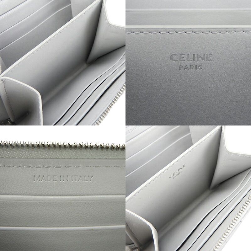 Celine 10 B663 bfl.08 gc Compact Zipped Wallet CC Charm Calfskin Light Grey Silverhar — view 6