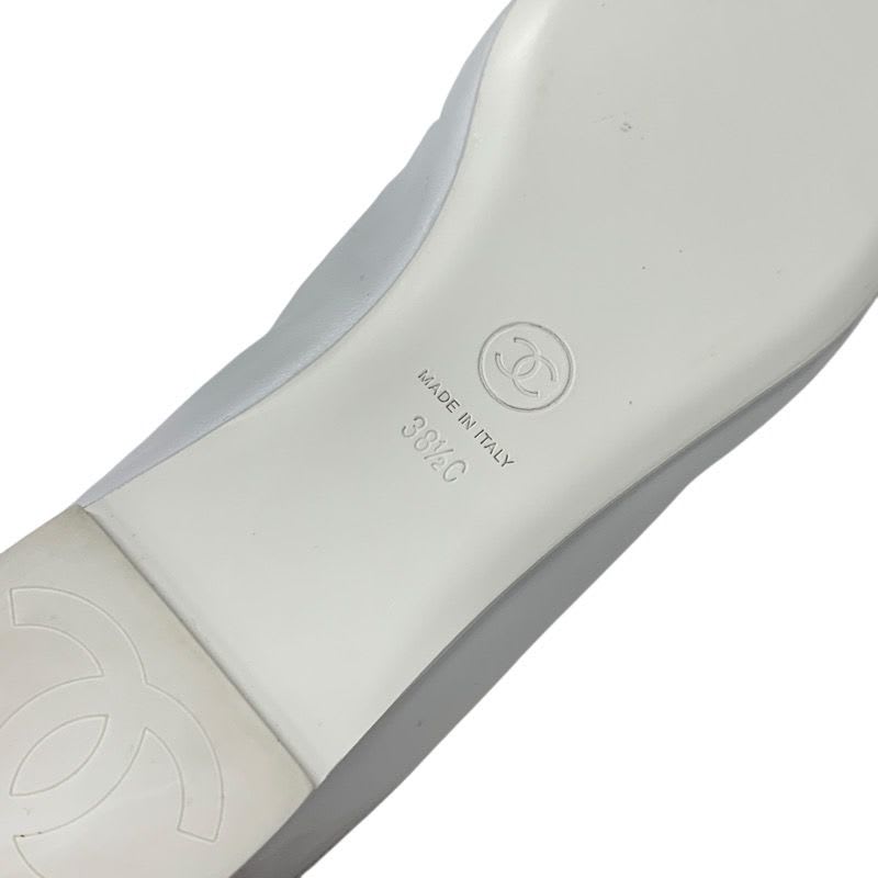 Chanel Flat Shoes Leather Fabric White Black Mary Jane Coco Mark Ballet — view 8