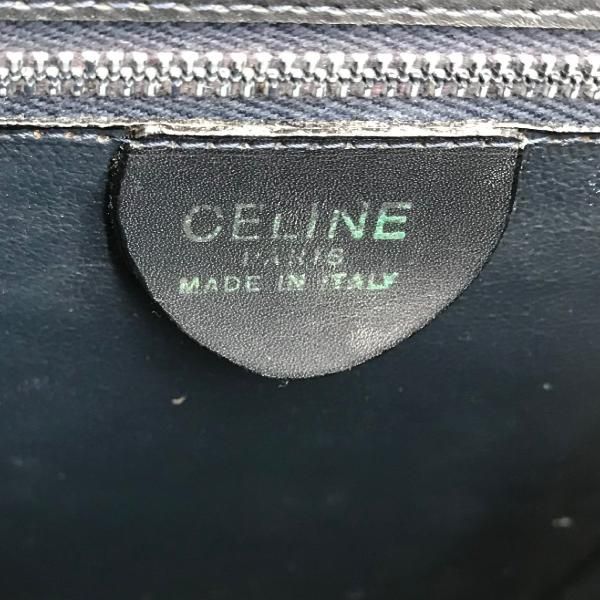 Celine Leather Ribbon Hand Bag Navy Gold — view 9