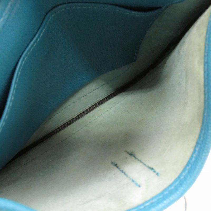 Hermes Trim 24 Chevre Turquoise Silver Hardware Shoulder Bag Blue — view 4