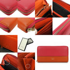 Gucci Long Wallet Bamboo Leather Orange Pink Round Zipper Zippy Bicolor — view 9