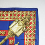 Hermes Carre 90 Feux de Route Silk Red Yellow Blue Scarf — view 3