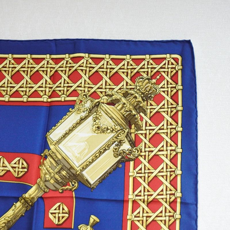Hermes Carre 90 Feux de Route Silk Red Yellow Blue Scarf — view 3