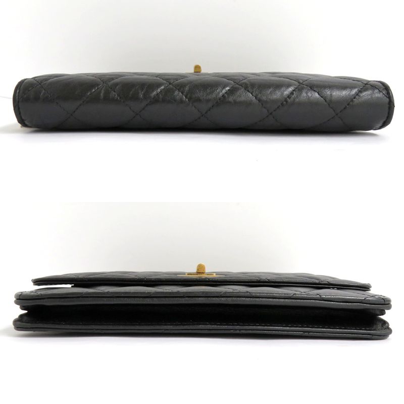 Chanel Quilted 2.55 Chain Wallet Aged Calfskin Antique Gold Hardware — view 3