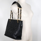 Chanel Petite Shopping Tote PST Chain Quilted Caviar Leather Black Shoulder Bag — view 8