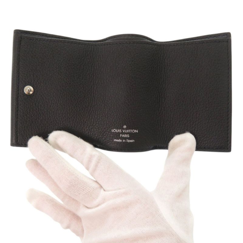 Louis Vuitton Portefeuille Lock Mini Calf Leather Noir Black Trifold — view 4