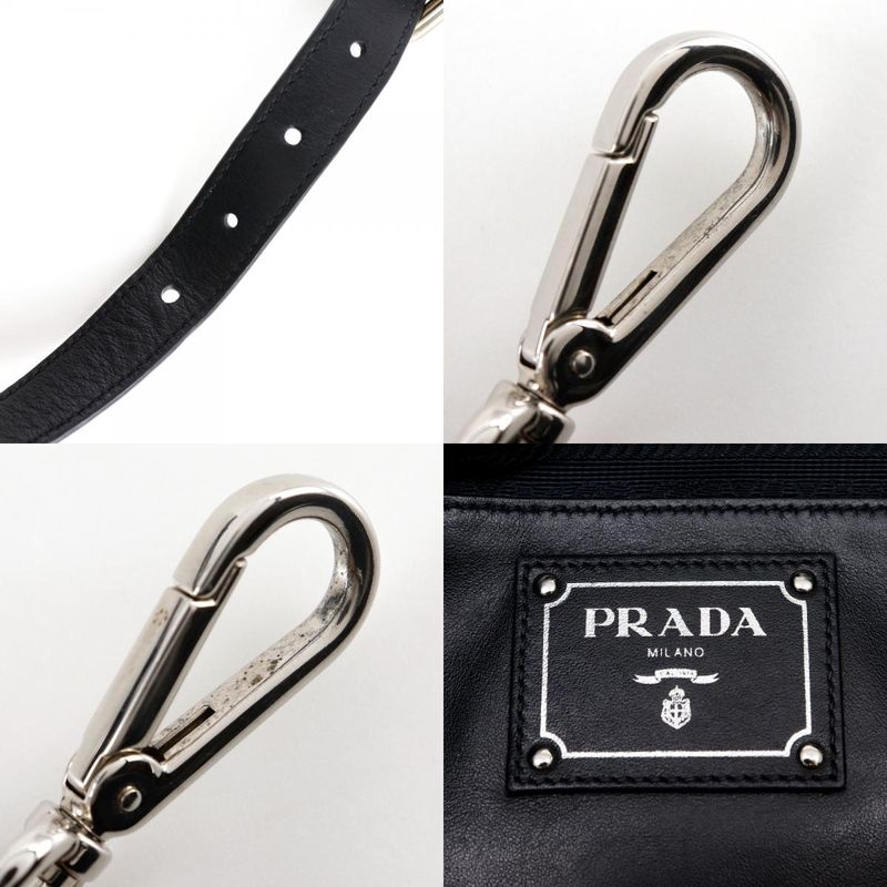 Prada Logo Ws7654 Leather Black Tote Bag — view 9
