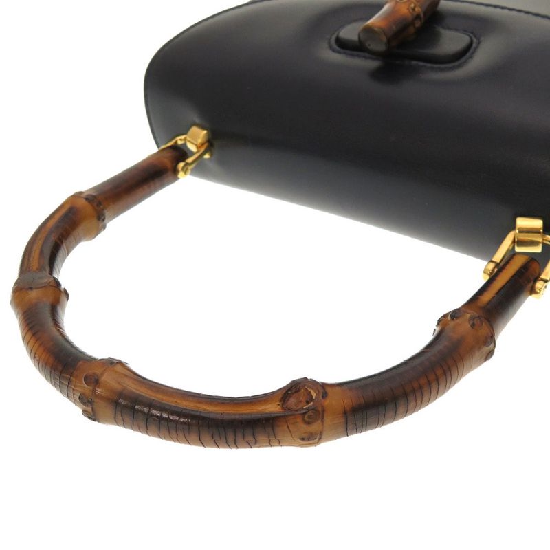 Gucci Bamboo Leather Navy 000 46 0188 2-Way Handbag Blue 0043 — view 4