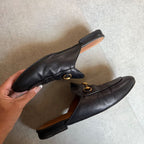 Gucci Prince Town Horsebit Slip on Loafer Leather Black Gold 37 — view 4