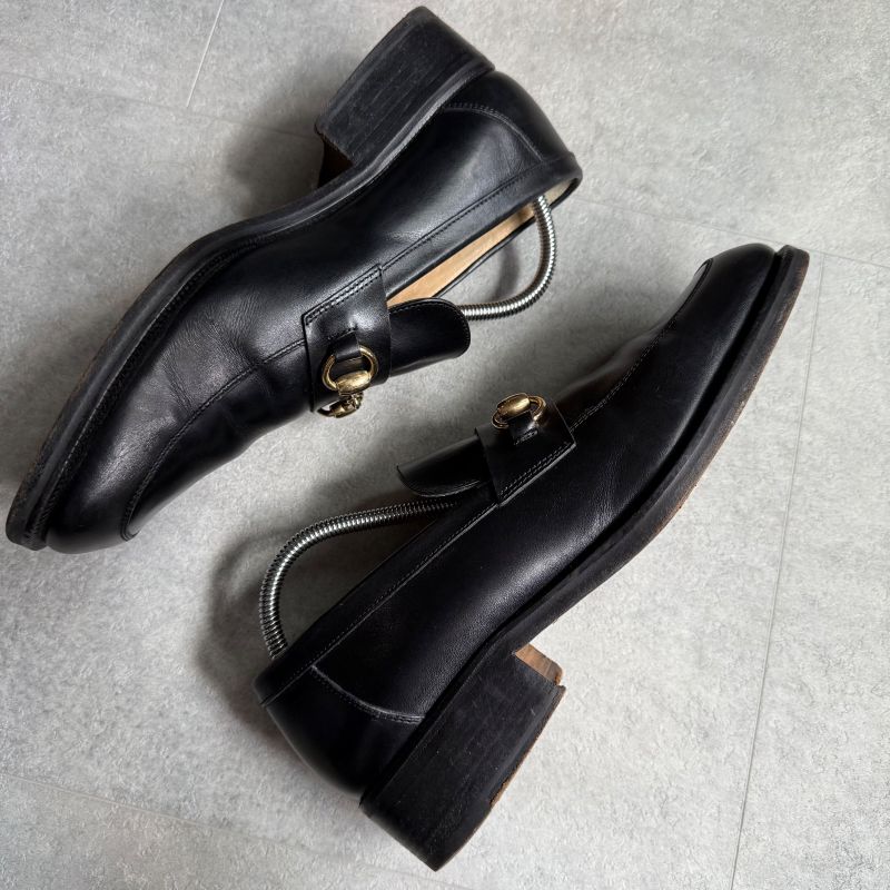 Gucci Horsebit Loafer Square Toe Black Gold Hardware 41 E — view 4