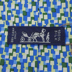 Hermes 5089 PA 100% Silk All-over Logo Print Tie Blue Green Multi — view 7