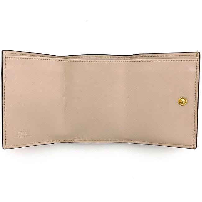 Fendi Trifold Wallet Pink Beige Gold Fize — view 4