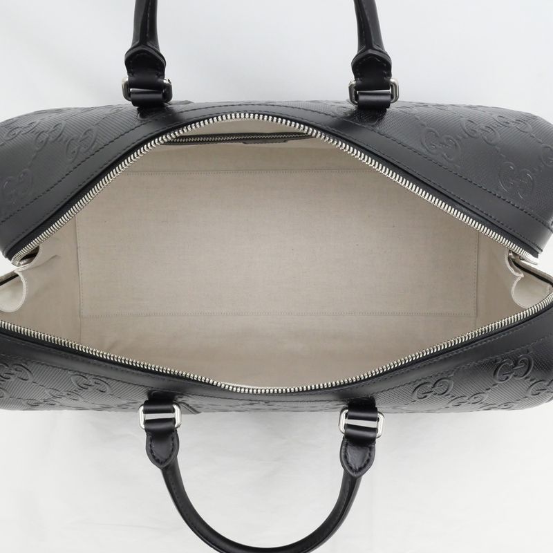 Gucci GG Embossed Boston Bag Black Leather 2-Way — view 6