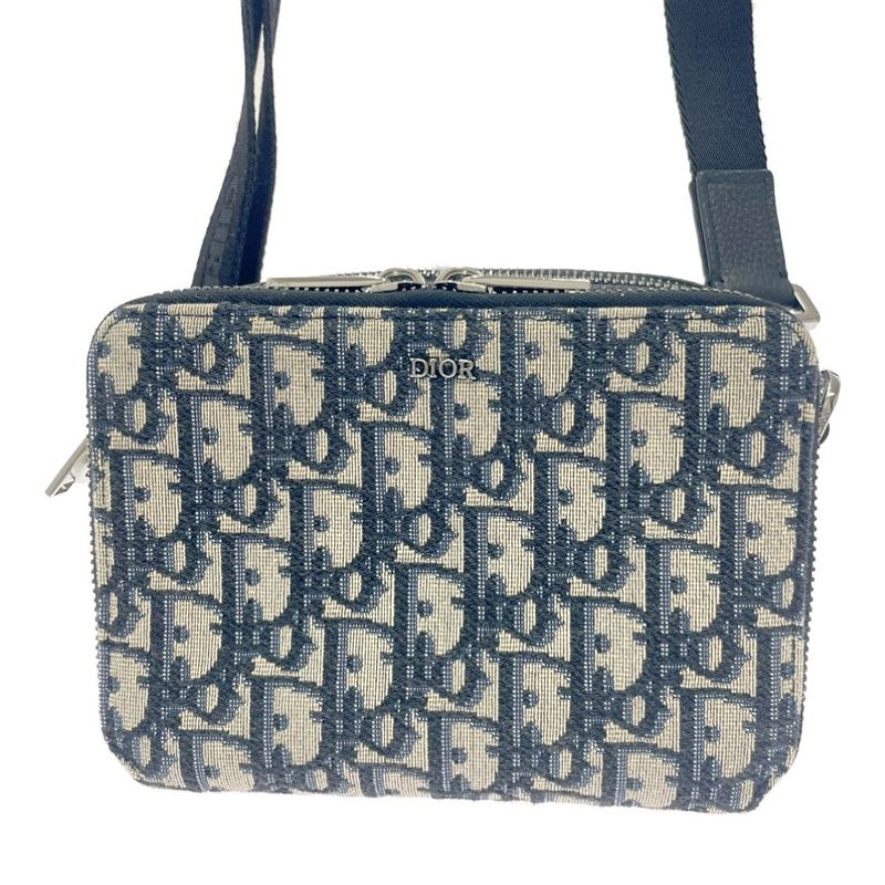 Dior 2 yse Canvas Leather Oblique Strap Pouch Shoulder Bag — view 4