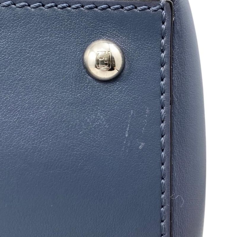 Fendi Shoulder Bag Dotcom 8 Bn293 Calf Leather Navy Blue Pink Beige — view 8