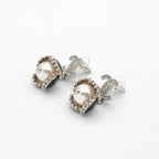 Chanel Earrings Silver Black Coco Mark Rhinestone Flower — view 3