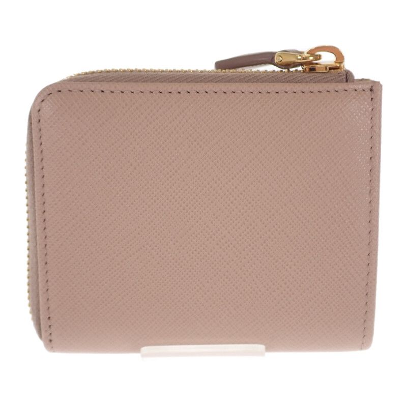 Prada L Shaped Zipper Coin Purse 1 Ml025 Case Saffiano Cypria Pink Beige — view 3
