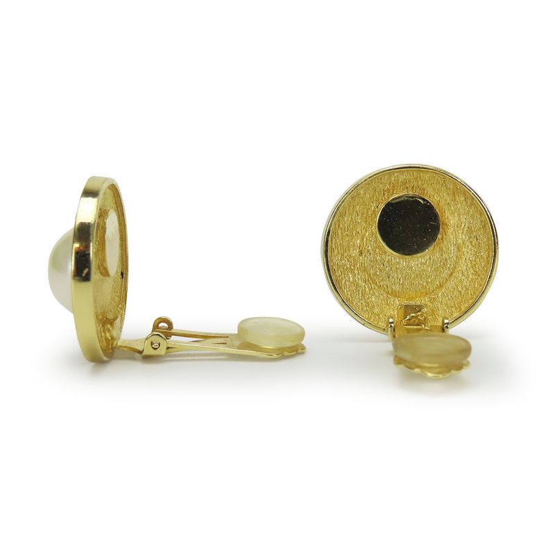 Christian Dior Earrings CD Logo Metal Gold Plated Accessories Faux Pearl — view 5