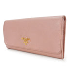 Prada Long Wallet 1 Mh132 Saffiano Leather Light Pink Gold Hardware Fold Simple — view 2