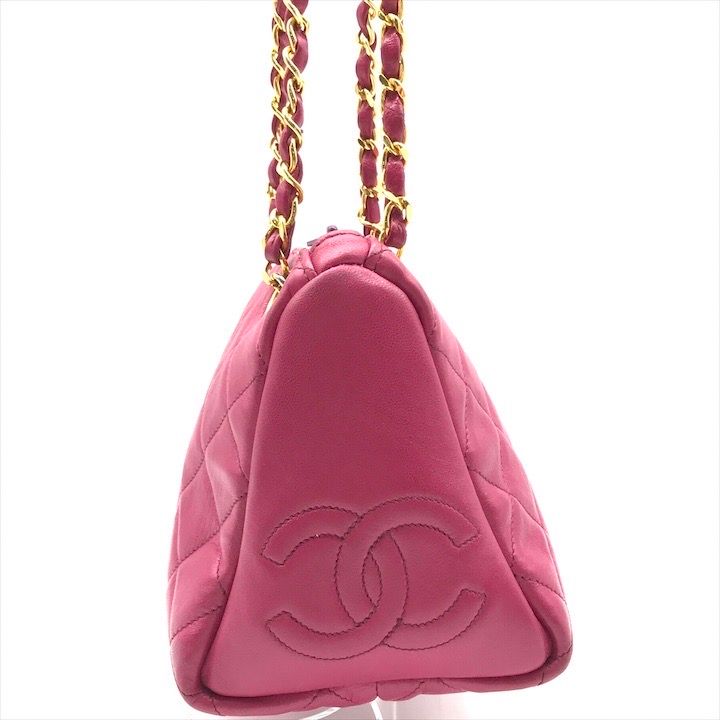 Chanel CC Logo Quilted Mini Chain Shoulder Bag Pink — view 9