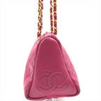 Chanel CC Logo Quilted Mini Chain Shoulder Bag Pink — view 9