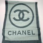 Chanel Coco Mark Large Gray Cashmere Silk Stole Shawl — view 4