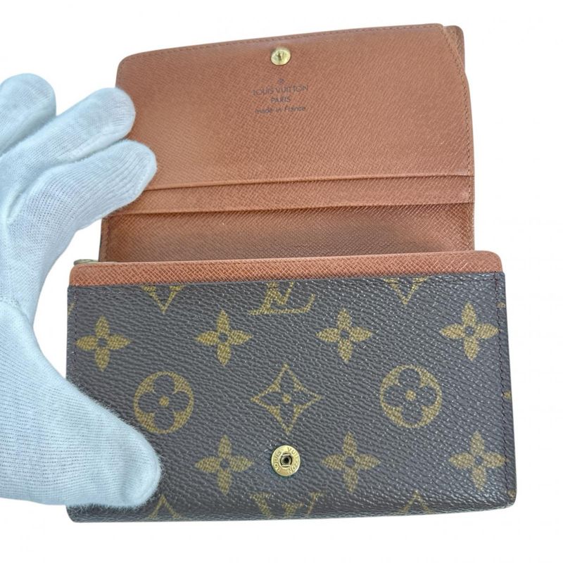 Louis Vuitton Monogram L-shaped Zipper Porte Monnaie Vie Tresor Fold — view 7