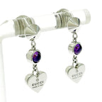 Gucci Silver Heart Amethyst Earrings 4.7 g 925 Engraved — view 3