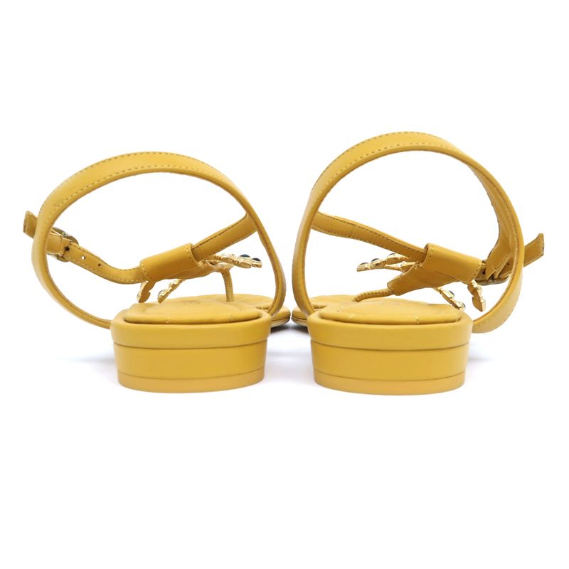 Chanel Flat Sandals Yellow 38 C Visual Coco Mark Shoes — view 5