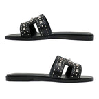 Hermes Oran Studded Sandals Size 38 Black Apparel Shoes — view 3