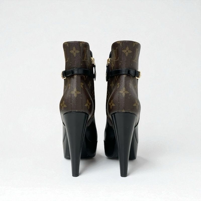 Louis Vuitton Afterglow Line Monogram Boots Short Shoes Leather Black — view 5