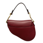 Christian Dior Handbag Saddle Bag Red Leather Gold Hw — view 3