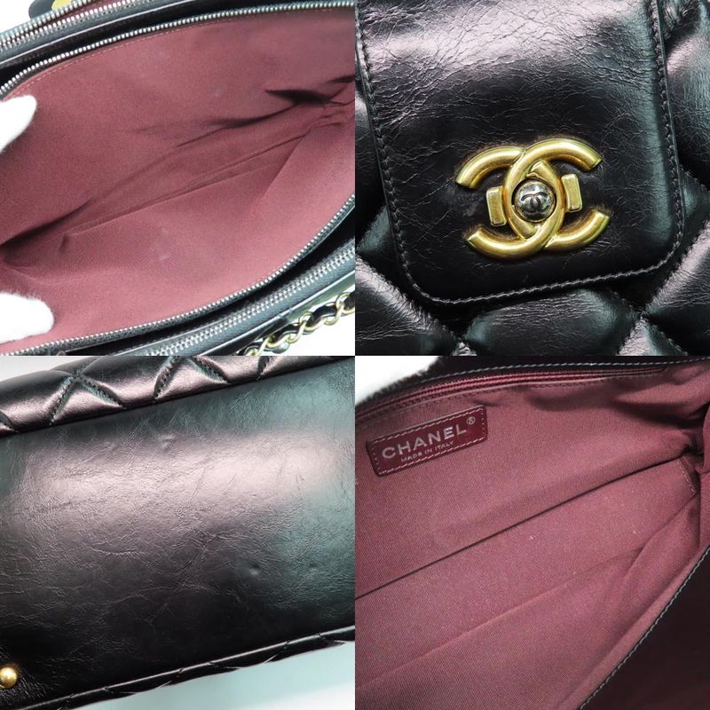 Chanel Quilted Chain Shoulder Bag Bow-ring Black Antique Hardware No — view 7