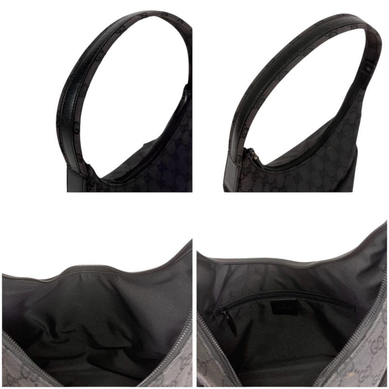 Gucci One Shoulder Bag GG Canvas Black Hobo Soho — view 7