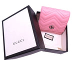 Gucci Compact Wallet GG Marmont Bifold Leather Pink 0052 — view 2