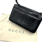 Gucci Croco Center Split Logo Shoulder Bag Black — view 2