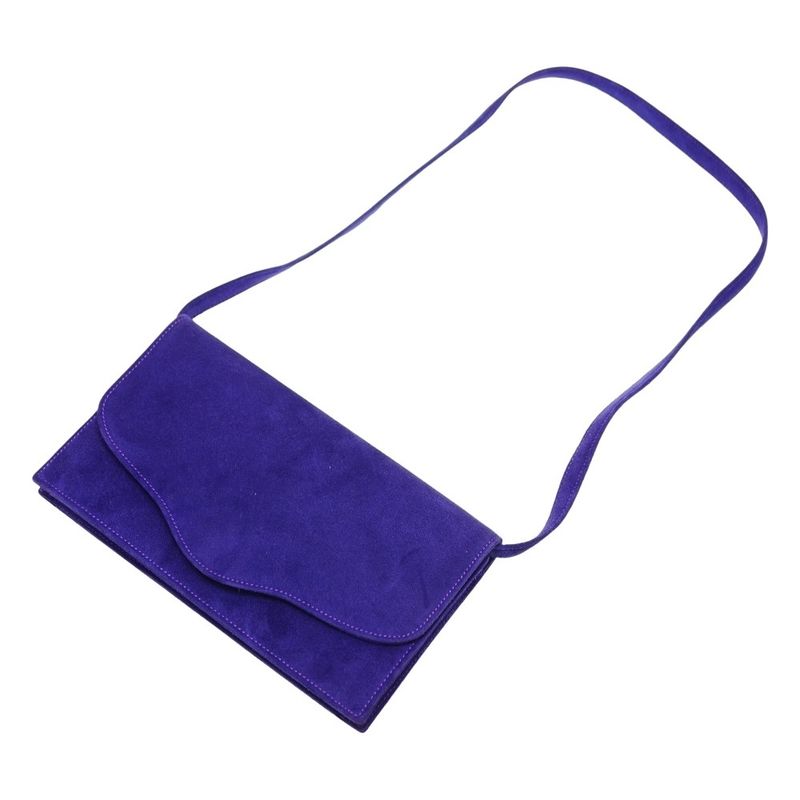 Hermes Vintage Dobris Shoulder Clutch Bag Purple 0 Suede 0058 — view 2