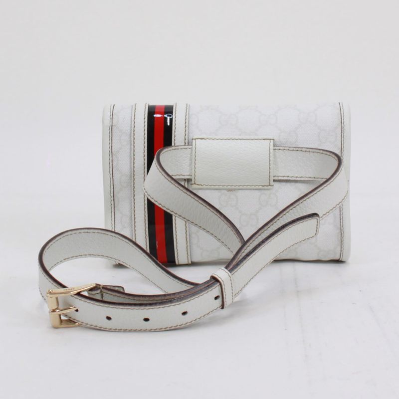 Gucci Sherry Line Waist Bag Leather White Body — view 4