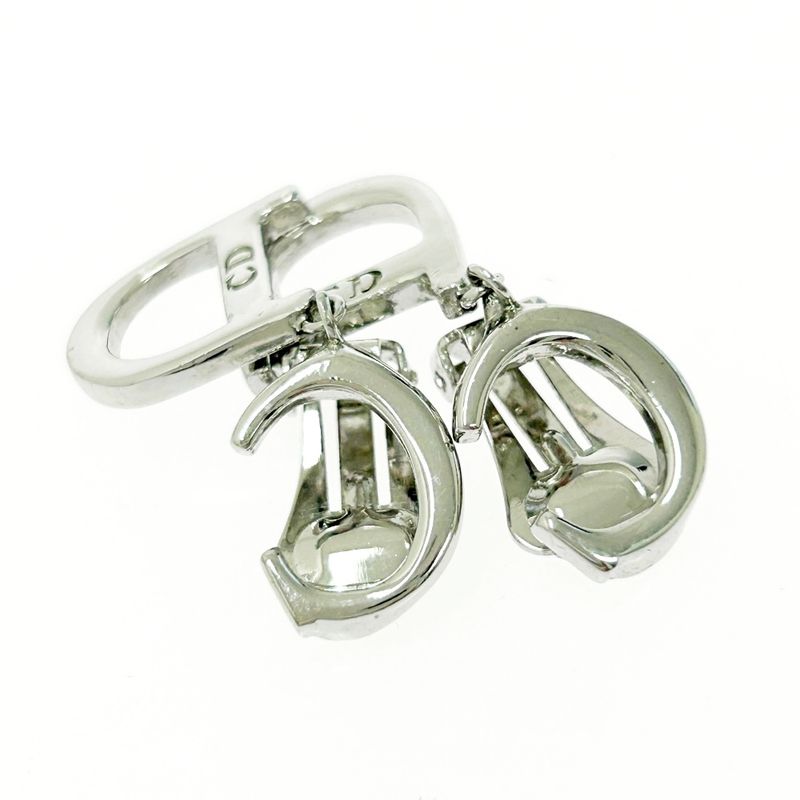 Christian Dior CD Logo Swing Earrings Silver — view 6