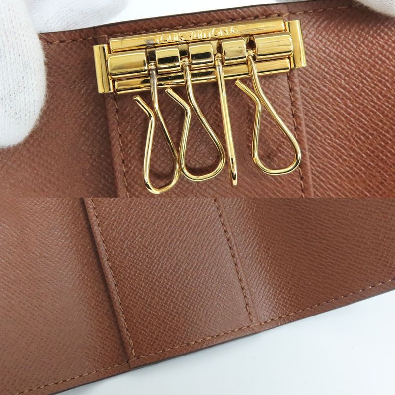 Louis Vuitton Key Case Multicles 4 Monogram Brown Gold Hardware — view 8