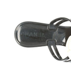 Chanel Coco Mark Camellia Rubber Sandals 35 Black And White — view 9